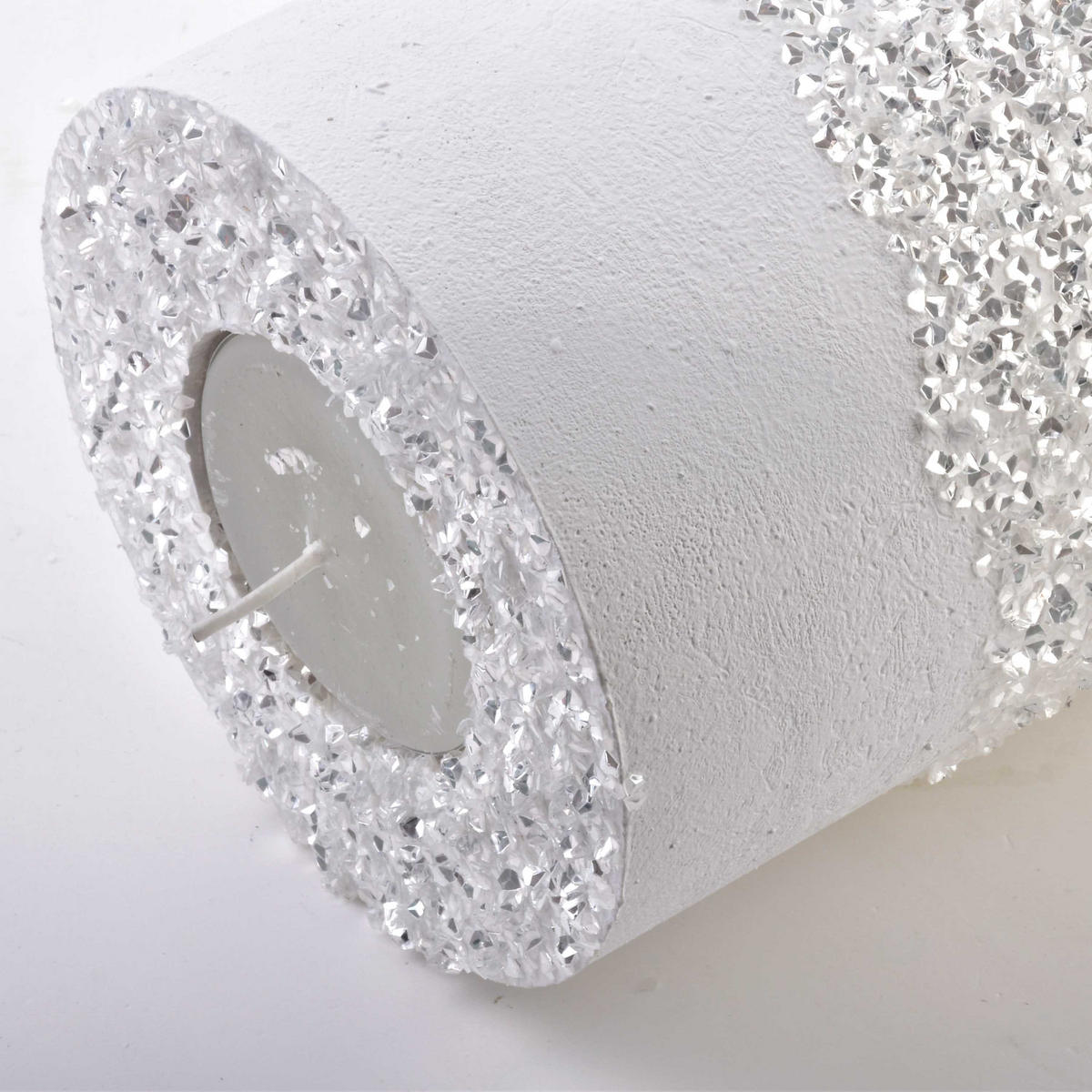 TEELICHTHALTER Diamond Weiß 12/12/12 cm Naturmaterial - Weiß, Naturmaterialien (12cm) - Mondex