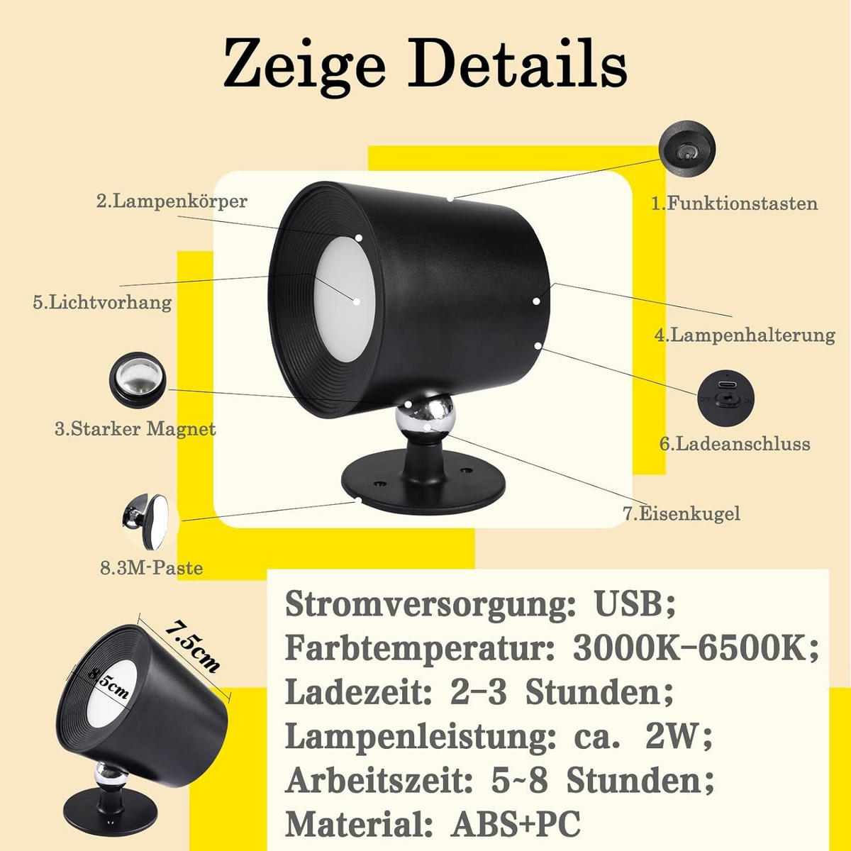 LED WANDLEUCHTE Emma - Schwarz, Kunststoff (9/8/11cm) - Nettlife