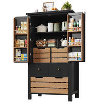 HIGHBOARD 80/40/140 cm in Schwarz mit 5 Schubladen und 2 Türen - Schwarz, Holzwerkstoff (80/140/40cm) - Flora Grace