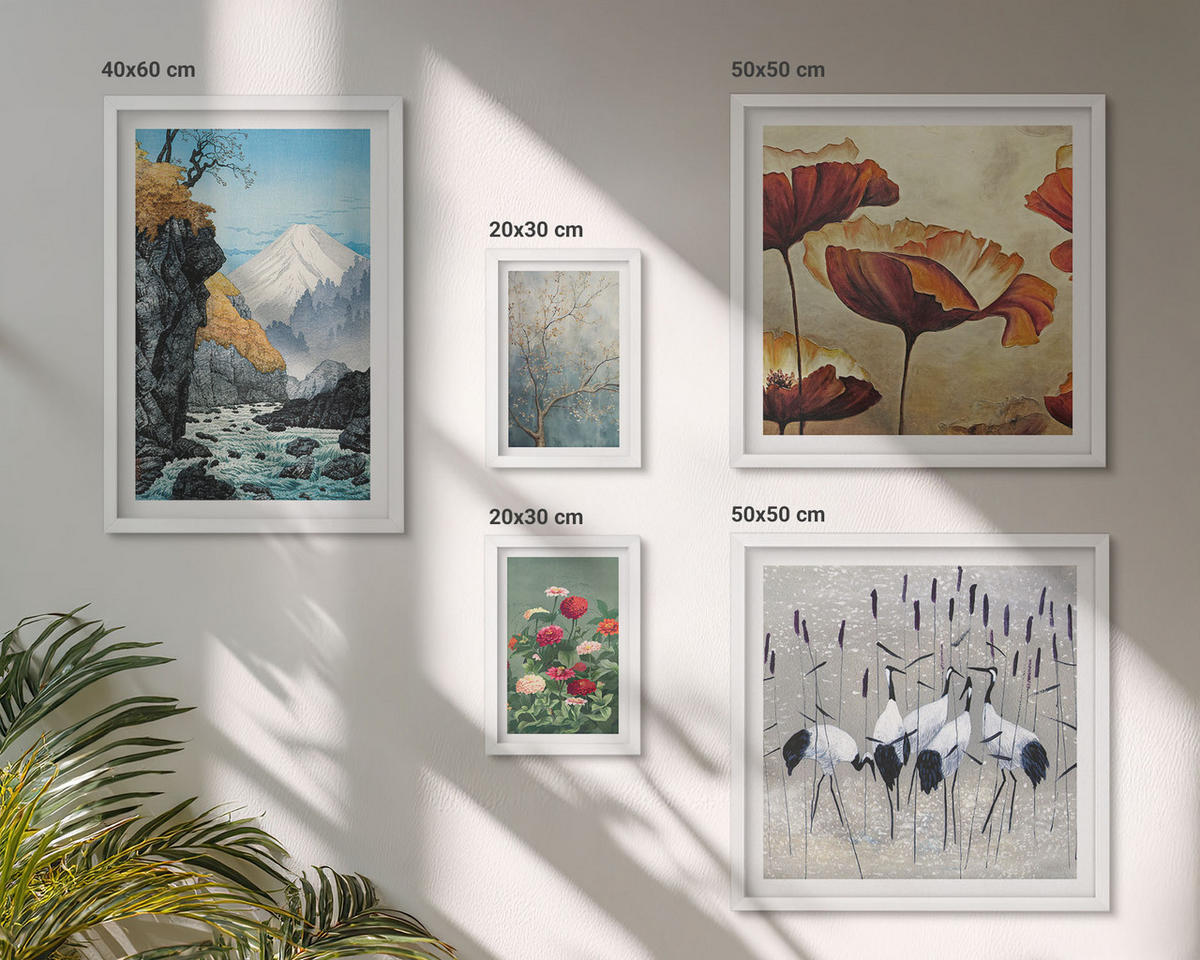WANDBILDER 5er-Set - 50x50 cm & 20x30 cm & 40x60 cm Weißer Rahmen - Tropische Pflanzen, Pflanzenliebhaberin - Weiß, Kunststoff (40/60cm) - ArtPrintCave