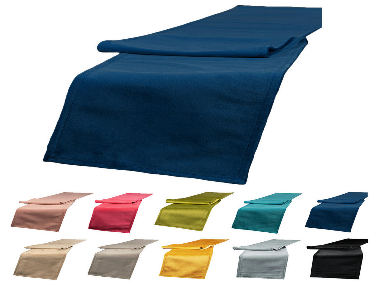 XL-TISCHLÄUFER Samt&Sonders admiral-blau 220/40 cm - Blau/Dunkelblau, Textil (40/220cm) - beties Heimtextil