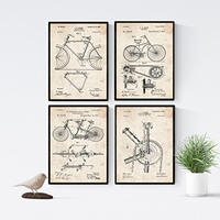 POSTER Set mit 4 Jahrgang Fahrrad Patent Jahrgang Stil A4 Rahmenlos - Klar, Papier (29.7/3cm) - Nacnic