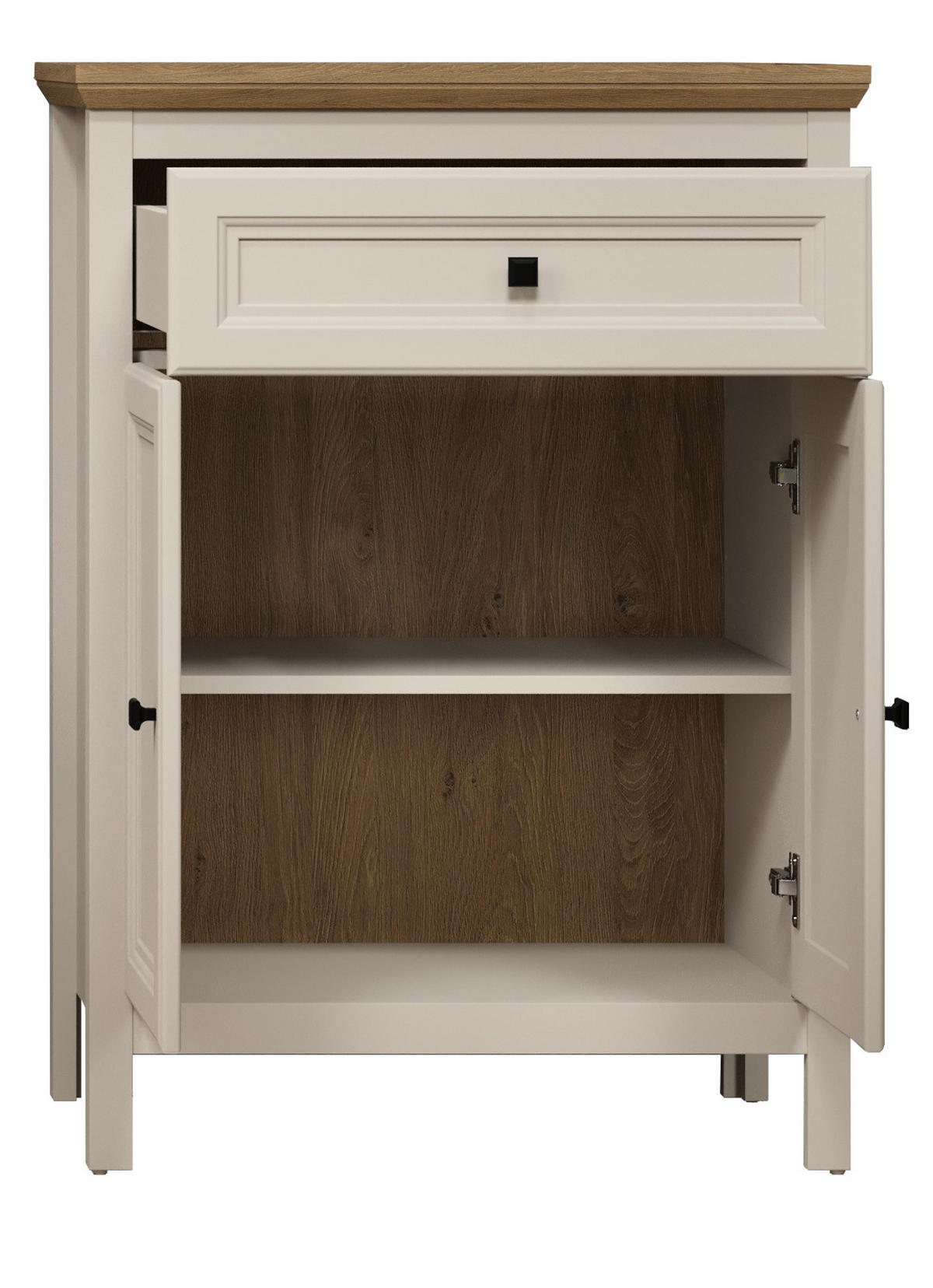 FLURKOMMODE Kaschmir, Stein Eiche Landhaus 70 x 98 cm, Schuhschrank mit Soft-Close - Kaschmir/Eichefarben, Holzwerkstoff/Kunststoff (70/98/41cm) - Top.Furn