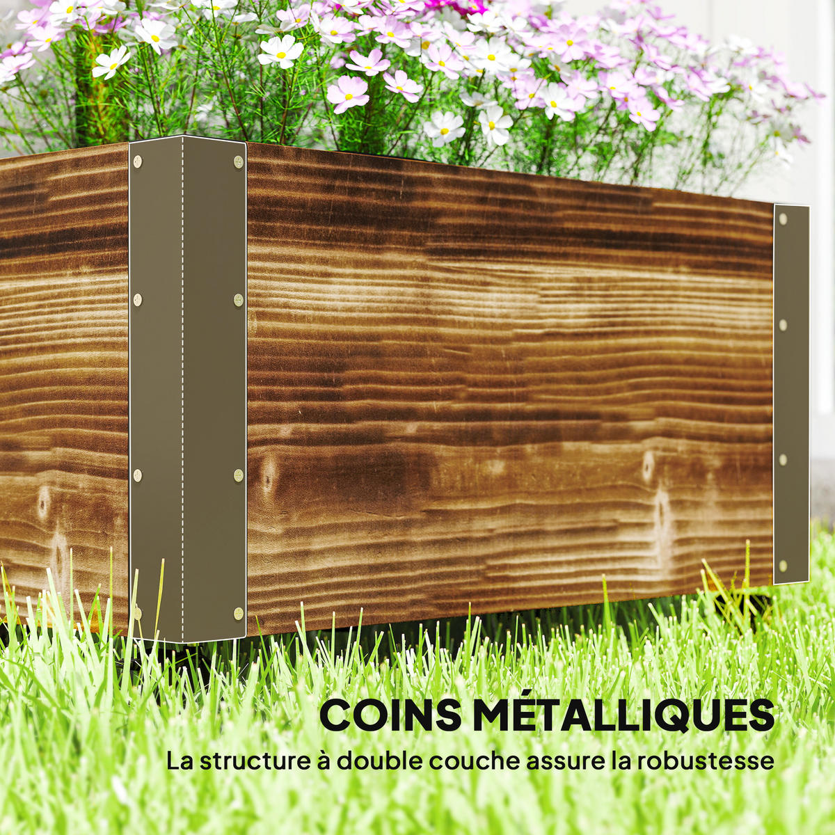 HOCHBEET DE-12122 mit Rollen und Geote/til, 65/31/147 cm Natur - Braun, Holz (65/147/31cm) - ComfortXL