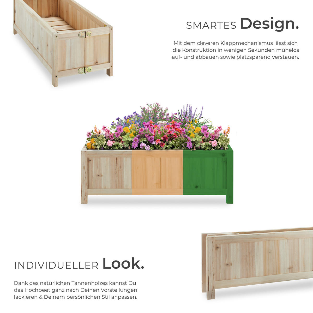 HOCHBEET Blomster,70 x 30 x 25 cm, Belastbarkeit 50 kg,braun - Braun, Holz (70/25/30cm) - tectake