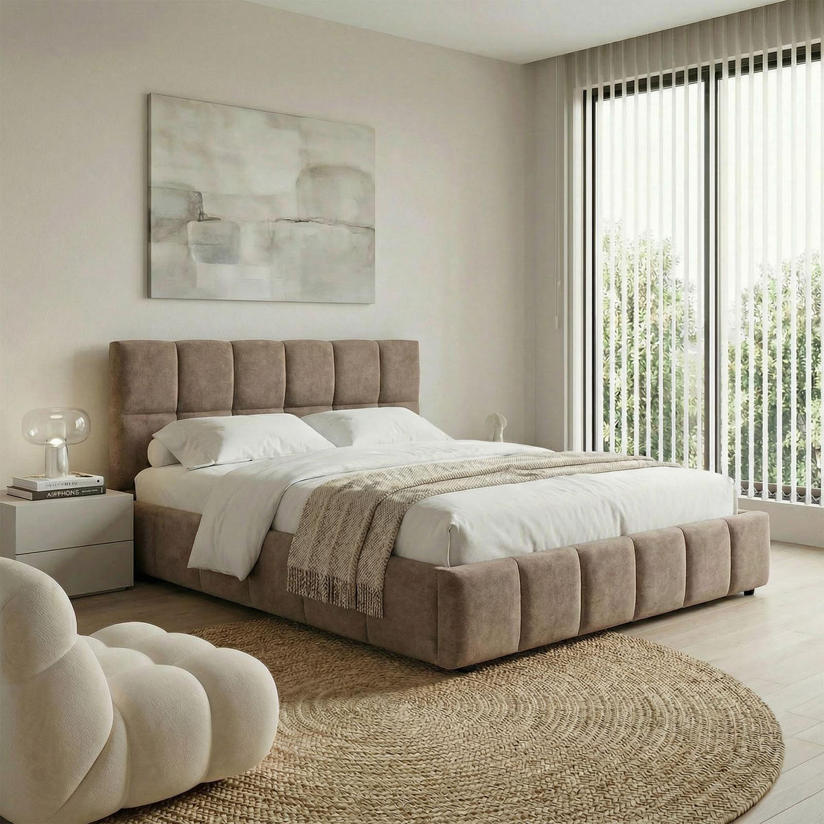 POLSTERBETT EMILIA 180x200 cm braun - Braun, Textil (180/200cm) - IDIMEX