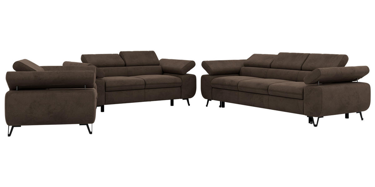 SEDACIA ZOSTAVA PETERS 1+2+3 - Hnedá Samet - hnedá/čierna, kov/textil (262/76/99cm) - MKS