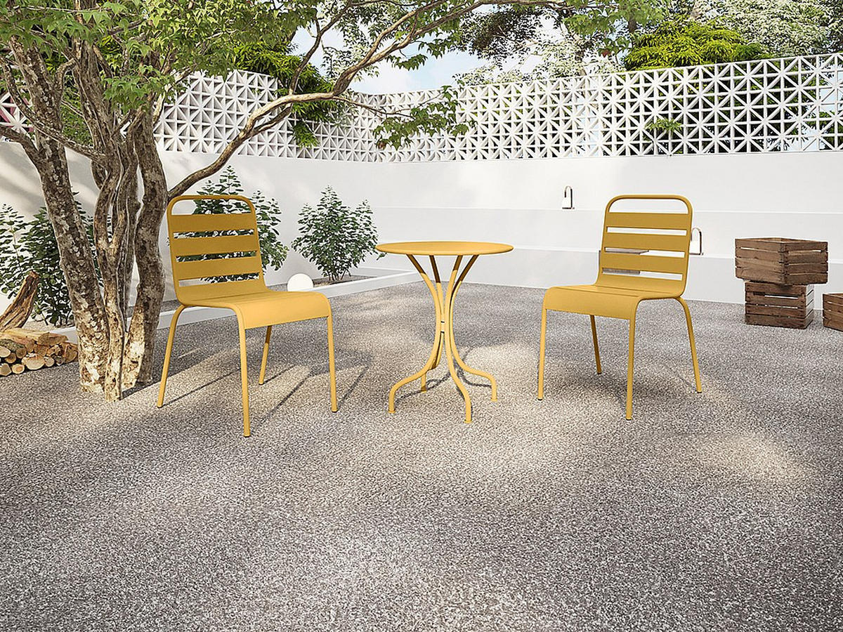 GARTENESSGRUPPE im Set - 2 -Sitzer - Stahl - senffarben - MIRMANDE - Gelb, Metall - Vente-Unique