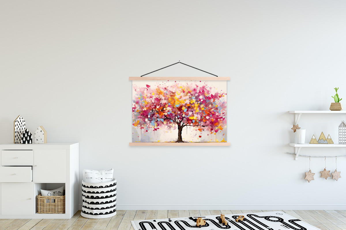 POSTER Aquarell - Baum - Kunst - Abstrakt 120x80 cm - Multicolor, Textil (120/80/0.15cm) - MuchoWow