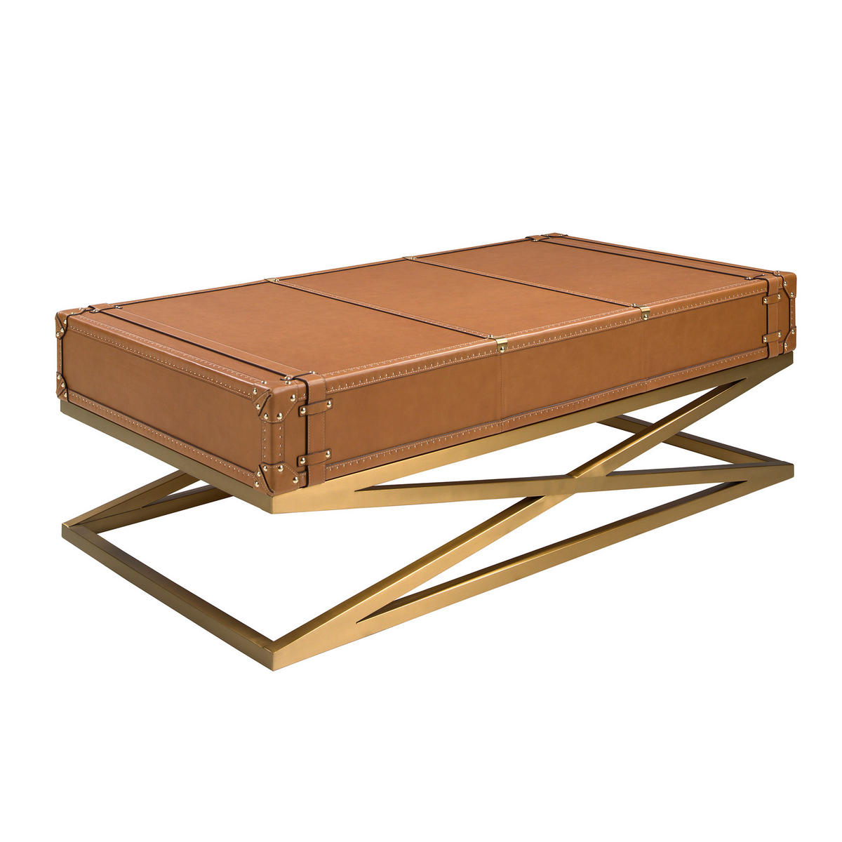 COUCHTISCH Rechteckig Kamel Gold 144/78/47 - Braun, Leder (78/144/47cm) - ANGEL CERDA