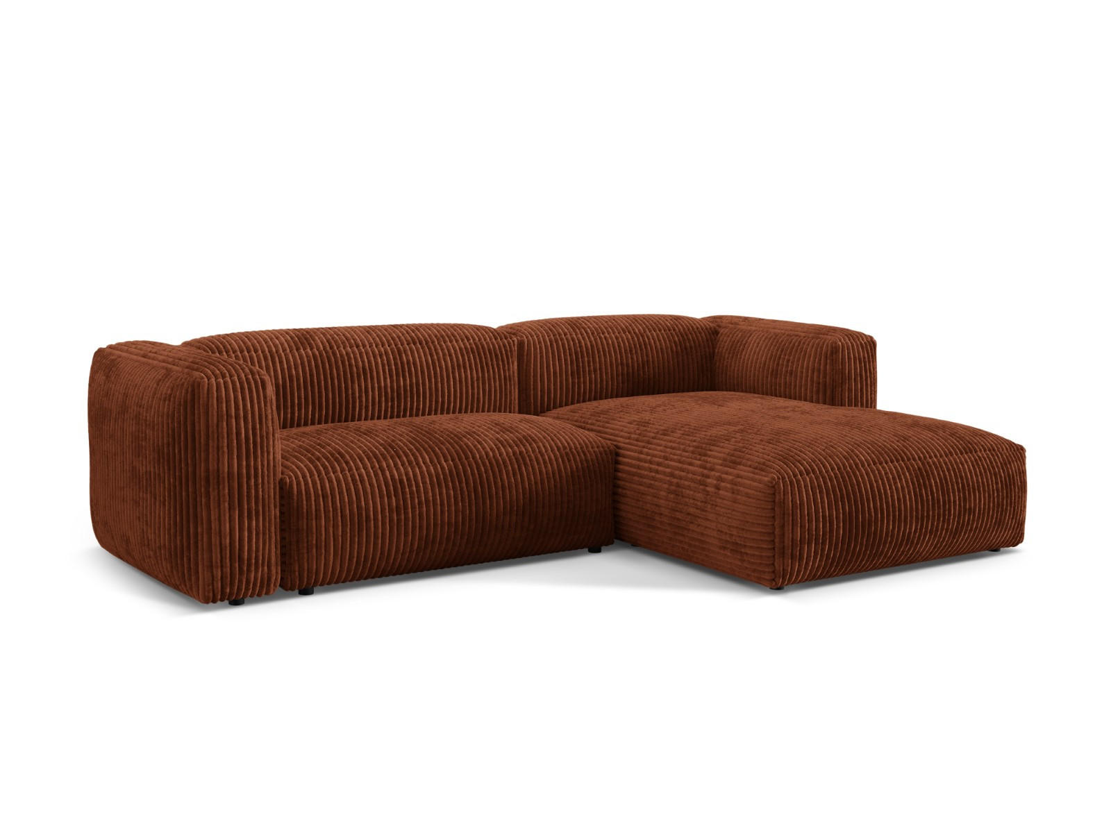 ECKSOFA modular rechts Martina aus Cord ziegelrot 2 Sitzplätze - Orange, Textil (176/283cm) - Micadoni