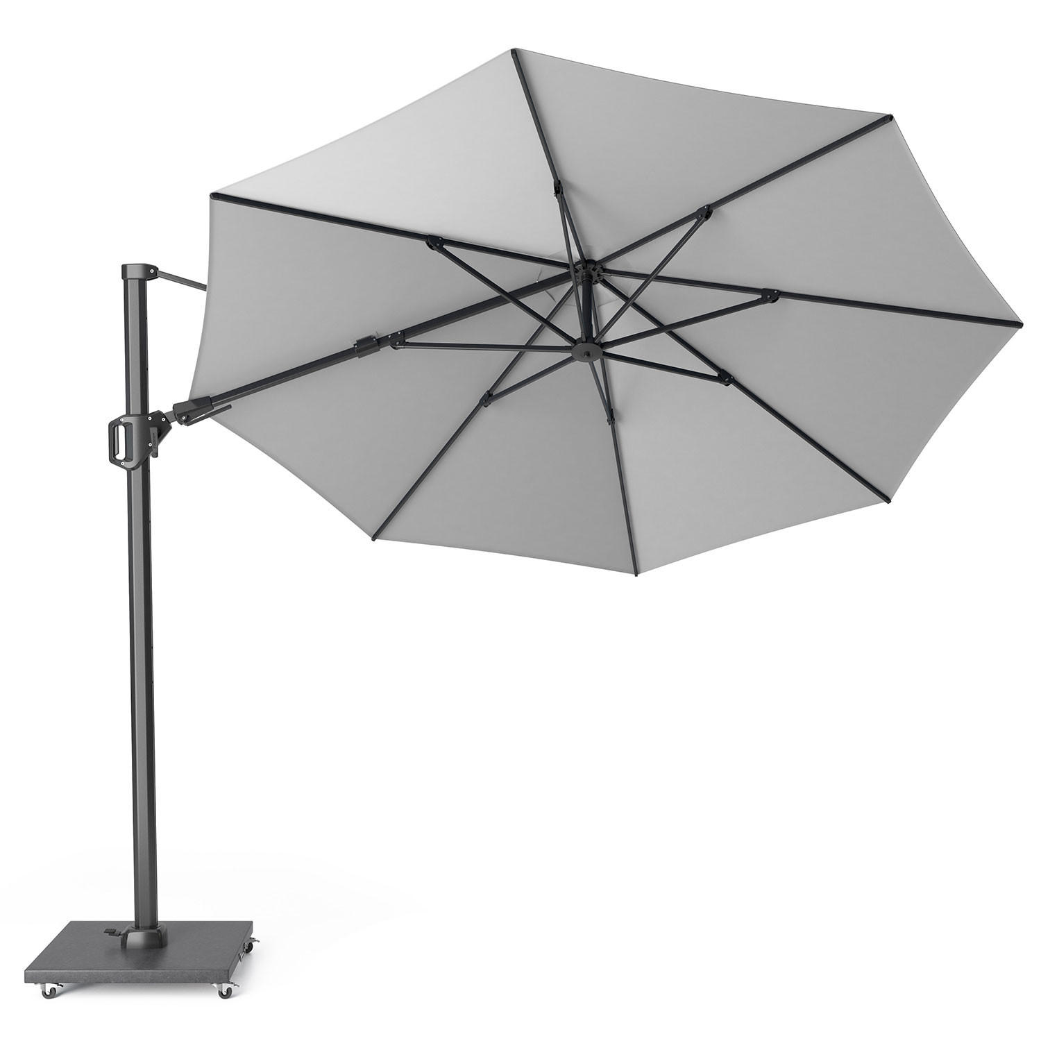 AMPELSCHIRM rund 3.5 m Challenger T² Basic 360° kippbar hellgrau/anthrazit - Hellgrau, Metall (350/350cm) - Platinum