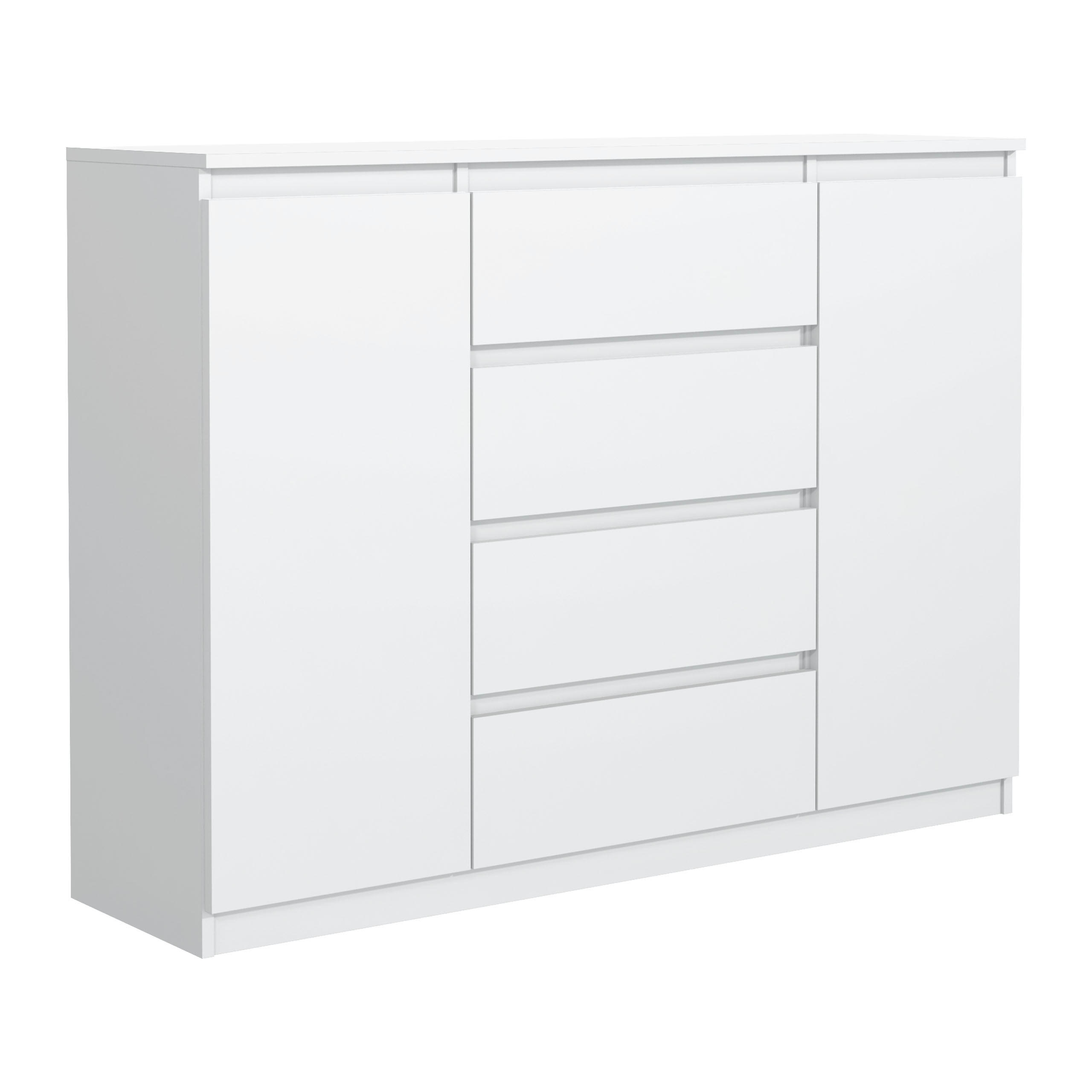KOMMODE NUDO 138,5/101,5/39cm mit 4 Schubladen 2 Türen Weiß - Weiß, Holzwerkstoff (138.5/101.5/39cm) - MASSENO