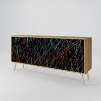 SIDEBOARD LUMINOUS SNARE, Eicheneffekt, 164,5x42x77,5 cm, 3 Türen - Eichefarben/Buchefarben, Holzwerkstoff/Buchenholz (164.5/77.5/42cm) - SpaceRebels