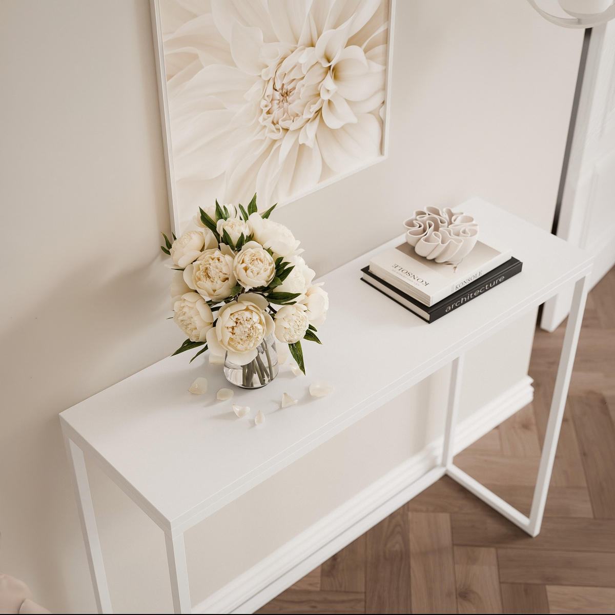KONSOLENTISCH LORA 100/30/80 cm Weiß matt - Weiß, Metall (30/100/80cm) - Idohome