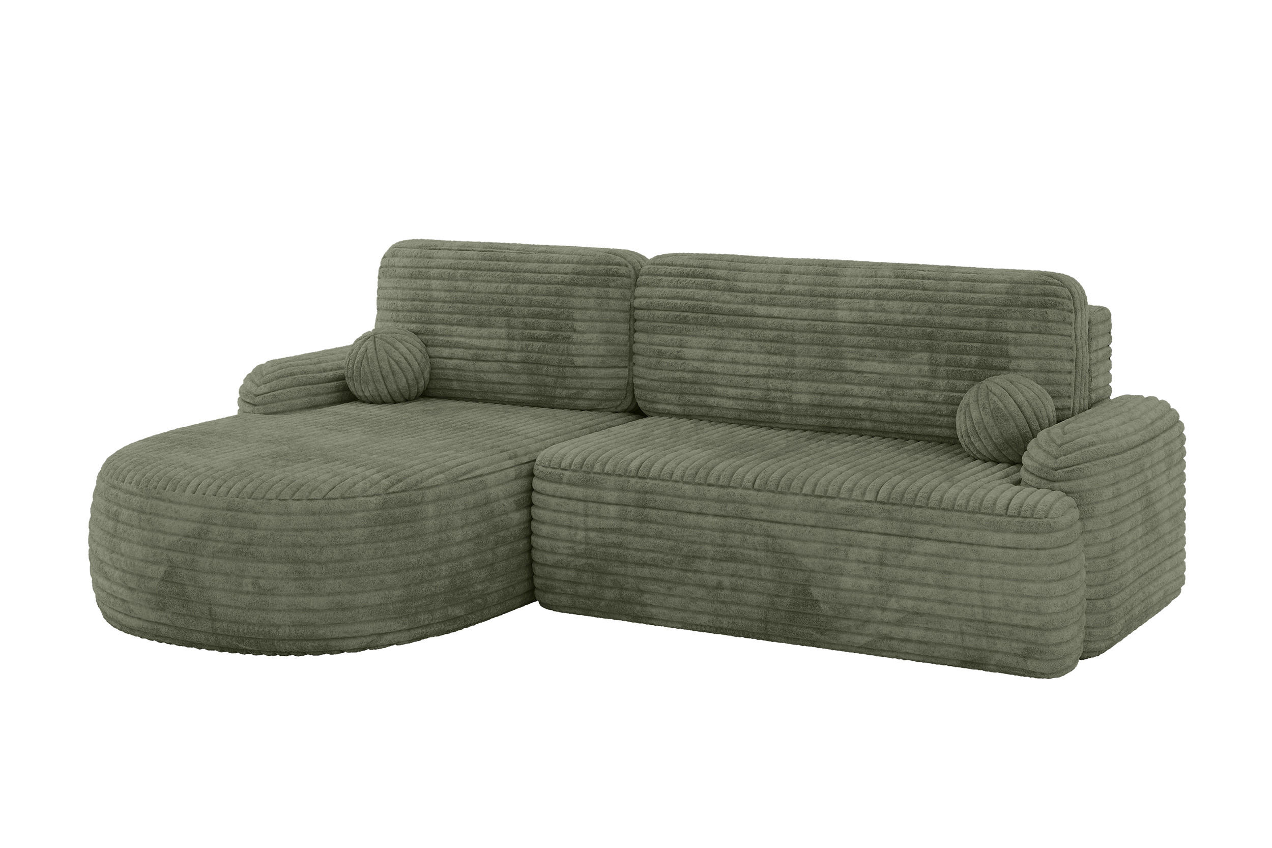 ECKSOFA mit Schlaffunktion und Bettkasten LIRA-L - 264x172x89 Olive - Olivgrün, Holzwerkstoff/Textil (264/172cm) - ALTDECOR