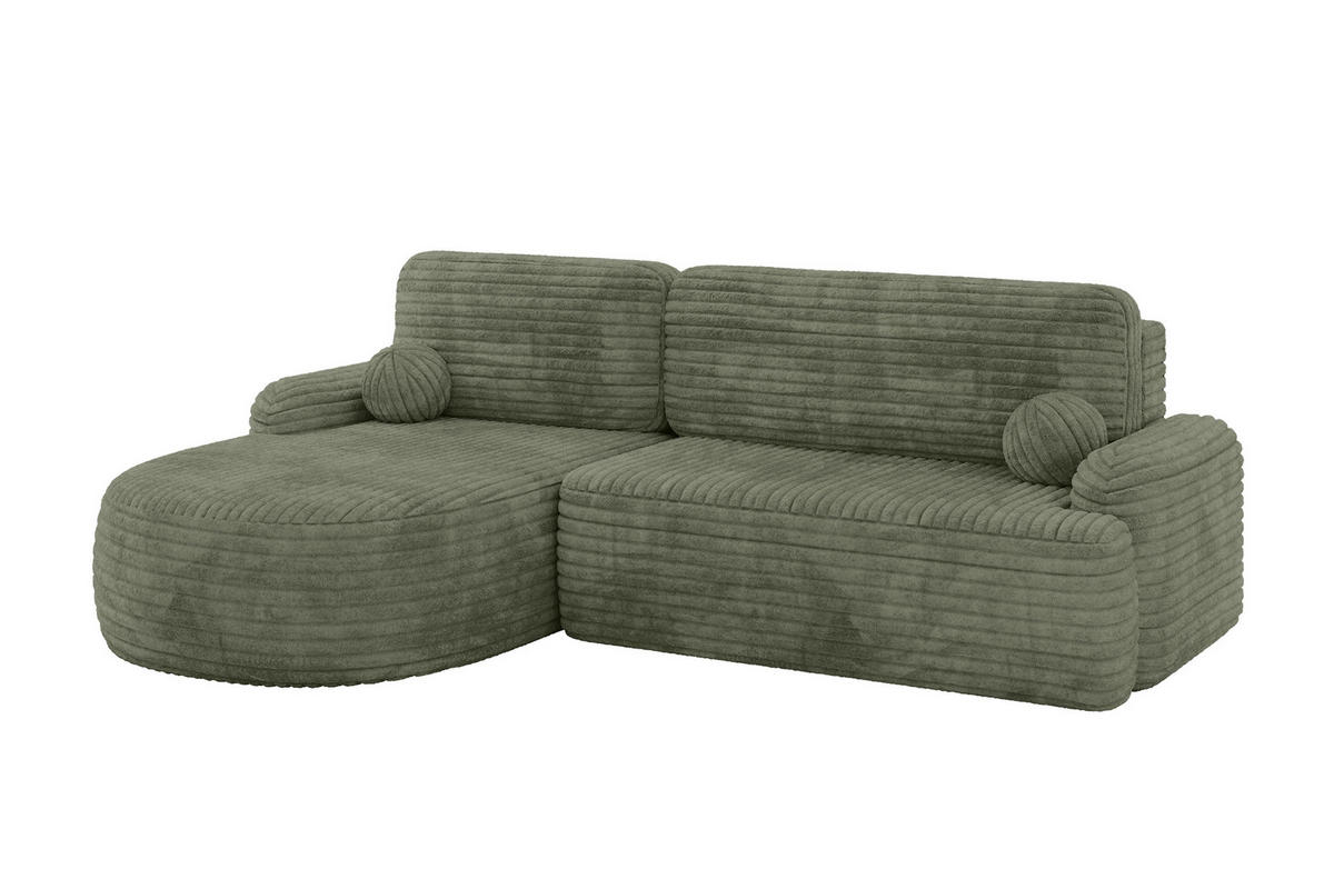 ECKSOFA mit Schlaffunktion und Bettkasten LIRA-L - 264x172x89 Olive - Olivgrün, Holzwerkstoff/Textil (264/172cm) - ALTDECOR
