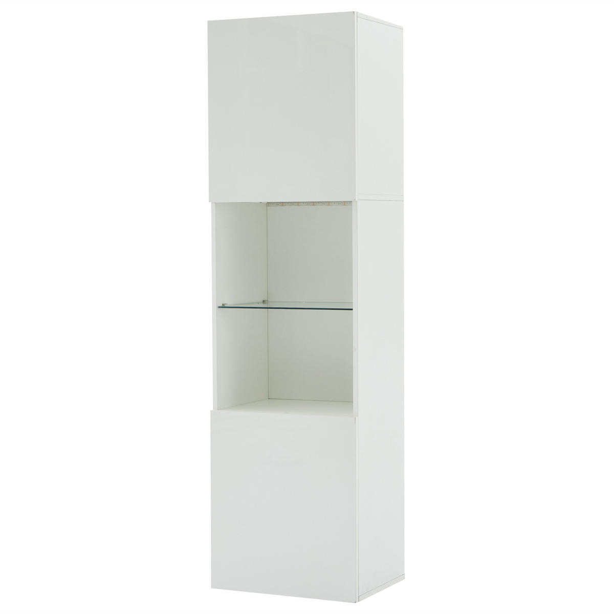VITRINE 45/35/160 cm weiß aus Spanplatte mit LED-Beleuchtung - Weiß, Holzwerkstoff (45/160/35cm) - OKWISH