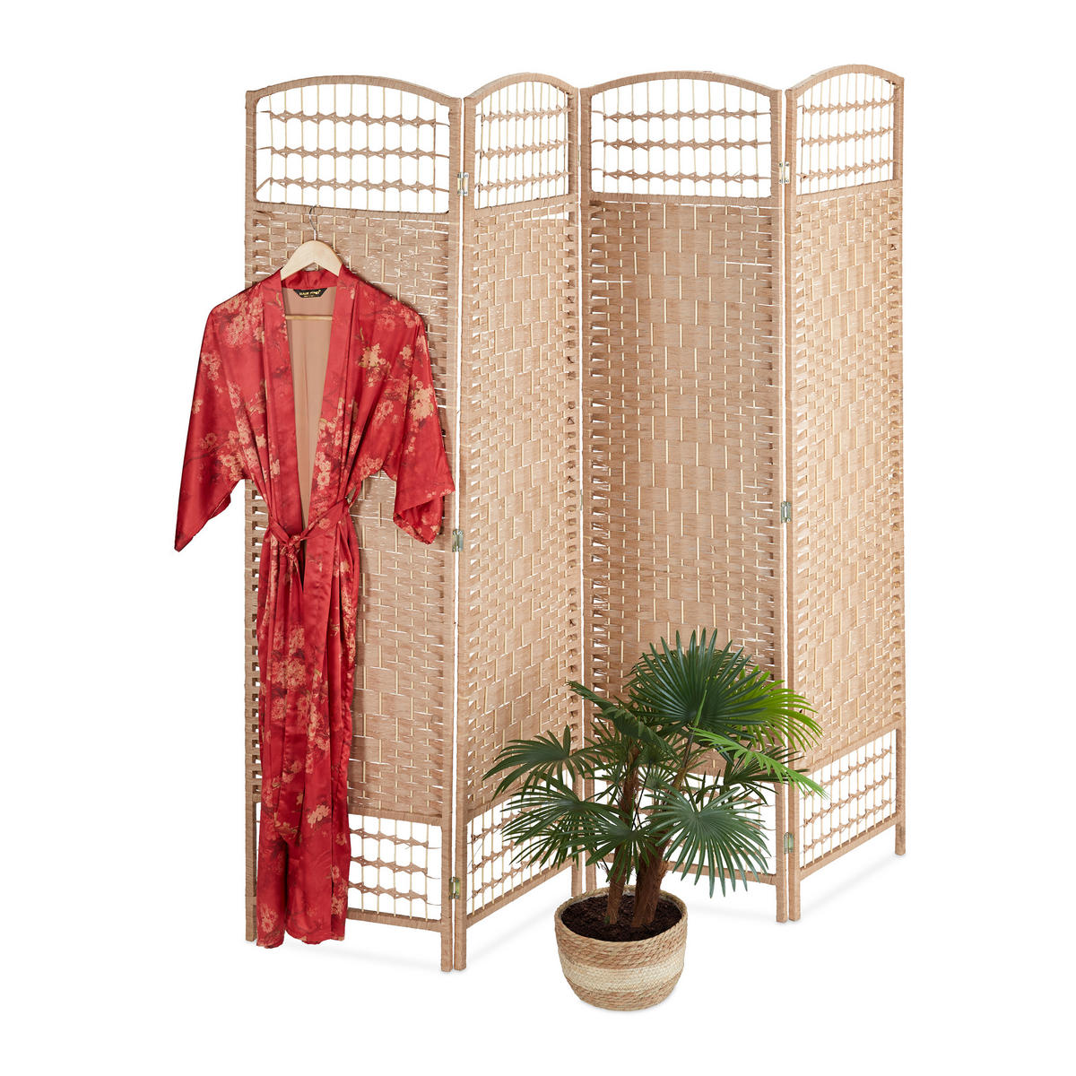 PARAVENT - Hellbraun, Holz/Papier (180/180/2cm) - Relaxdays