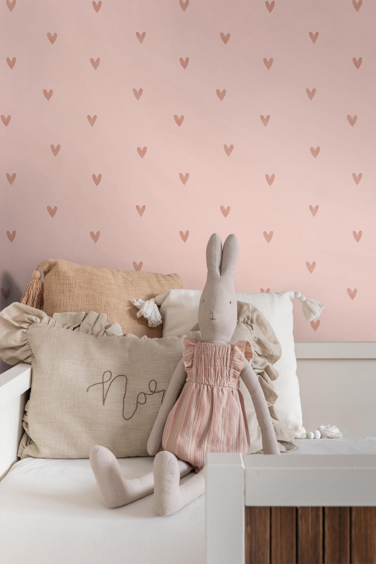 TAPETE Herzchen 53 cm x 10.05 m - Pink, Papier (53/0.1cm) - ESTAhome