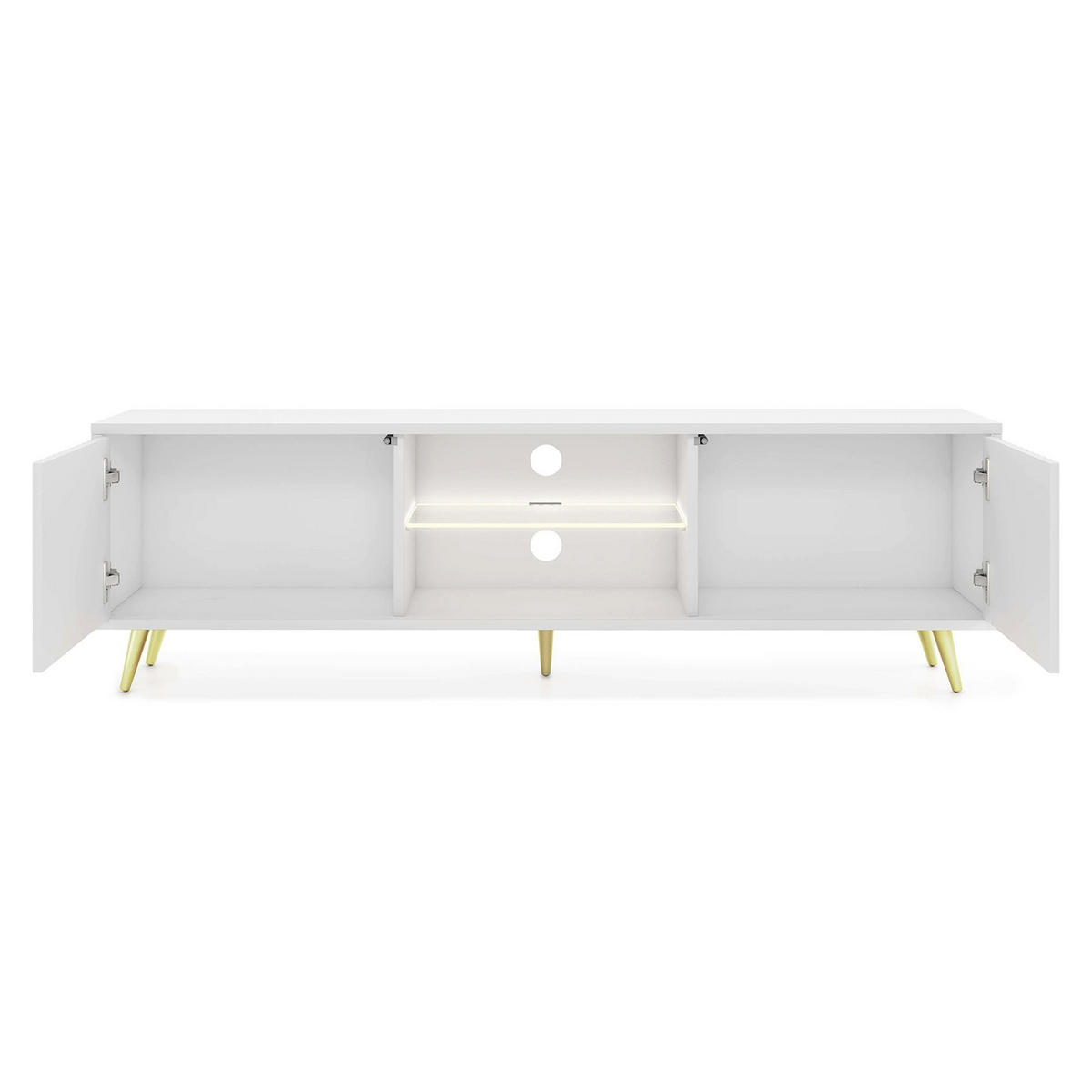 TV-ELEMENT Rikke Eiche / Grau 135/43/32 cm - Goldfarben/Weiß, Holzwerkstoff/Metall (135/43/31.6cm) - Selsey