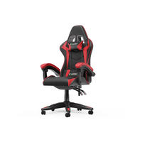 GAMING-STUHL ergonomisch, verstellbare Rückenlehne, Kissen – Schwarz/Rot - Rot, Leder (59/120/56cm) - Rattantree