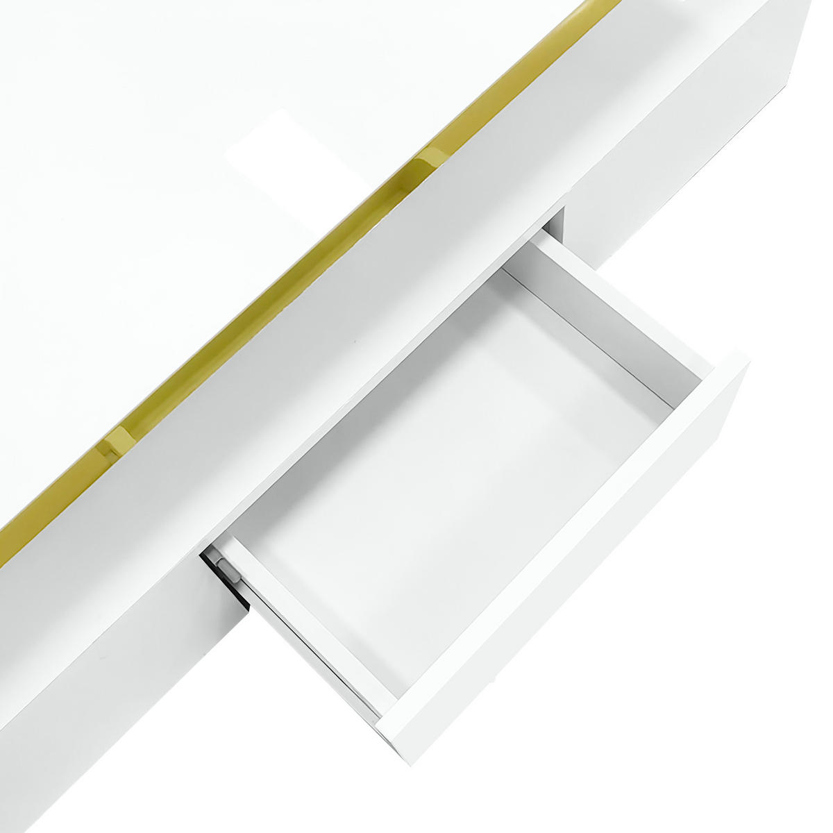 COUCHTISCH 100/50/38,5 cm weiß mit Schublade und LED-Beleuchtung - Weiß, Holzwerkstoff (100/50/38.5cm) - OKWISH