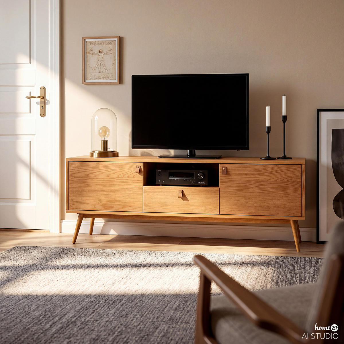 TV-LOWBOARD - Echtholzfurnier Eiche - 150 cm - Braun, Eichenholz/Holz (150/55/40cm) - home24