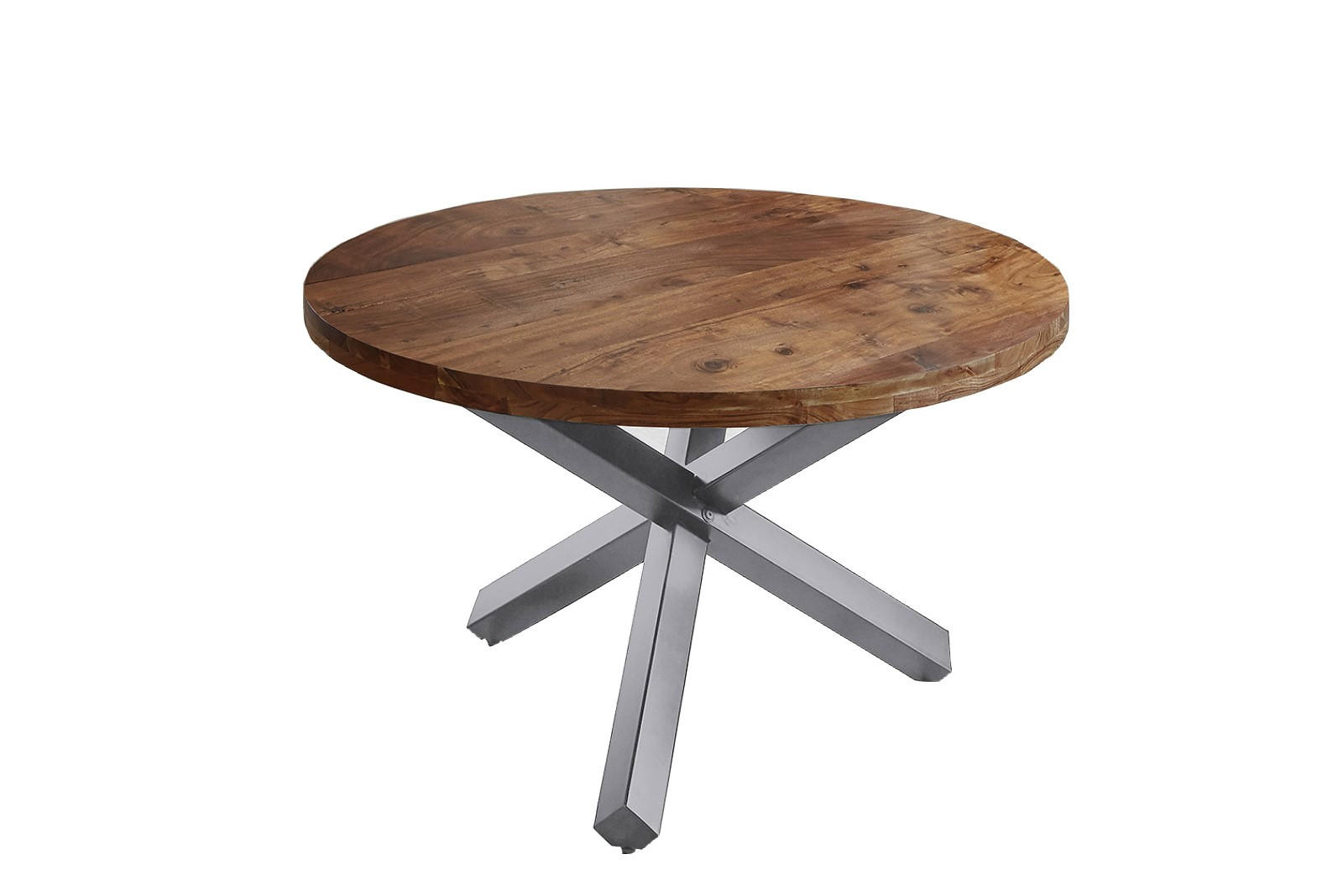 ESSTISCH RUNA - Silberfarben/Braun, Holz/Metall (120/120/78cm) - SAM