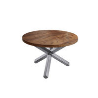 ESSTISCH RUNA - Silberfarben/Braun, Holz/Metall (120/120/78cm) - SAM