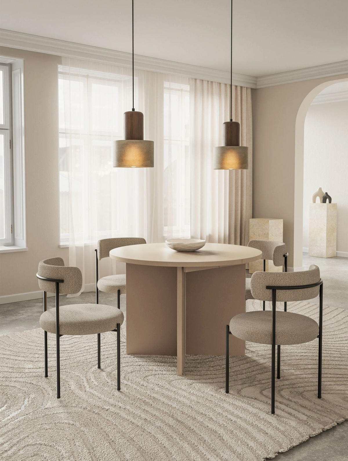 JÍDELNÍ stůl Selsey Ovo kulatý, cappuccino, rozkládací, 110–190 × 110 cm - béžová, kompozitní dřevo (109.6/109.6/75cm) - Selsey