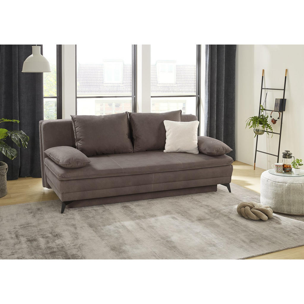 Thumbnail - luma-home Dauer-Schlafsofa, Braun, Textil, 2-Sitzer, Füllung: Kaltschaum, einzeln stellbar,Rechteckig, 202x90x105 cm, Wo...