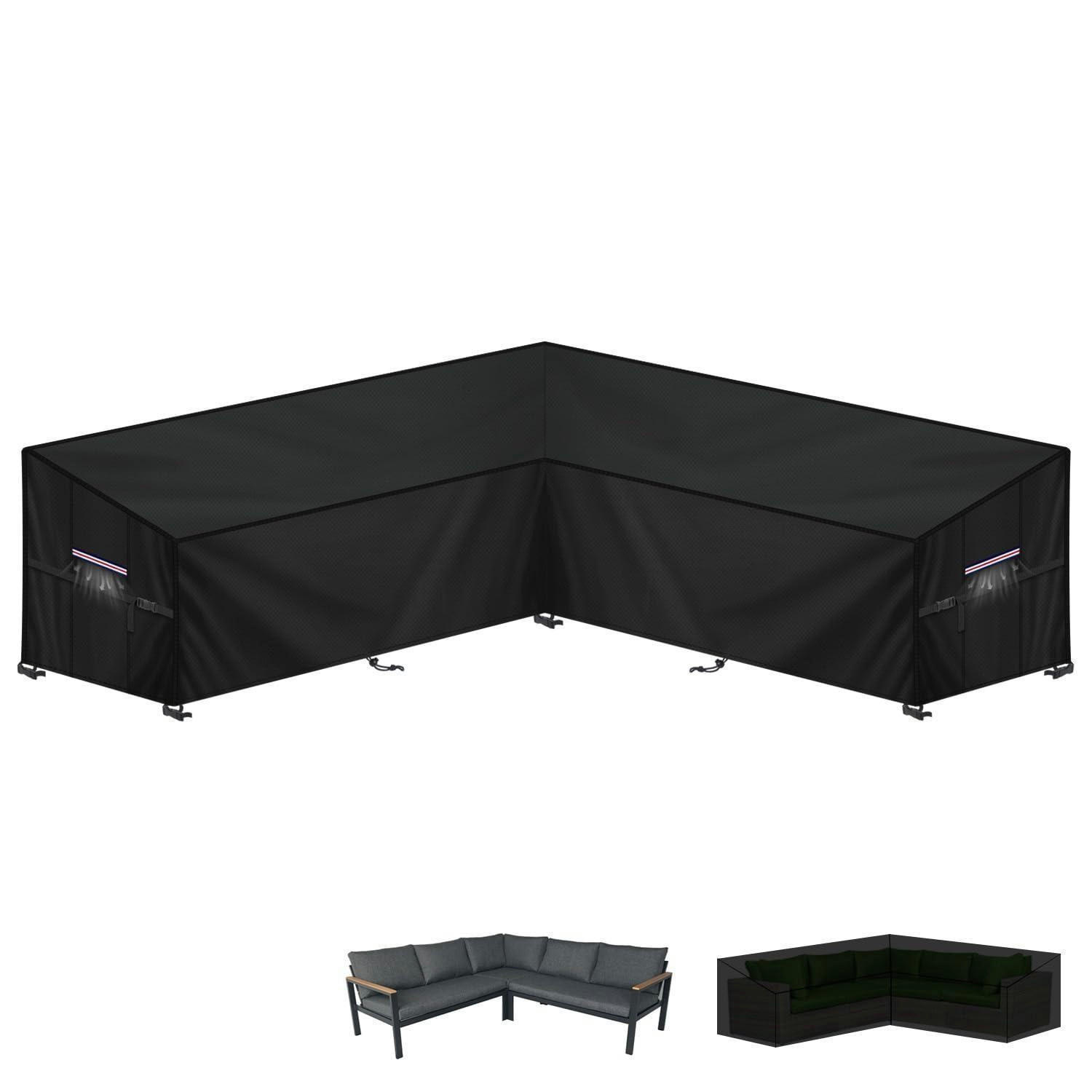 GARTENSOFA Abdeckung L-Form 255x255x87x80/60cm - Schwarz, Textil (87/80/255cm)