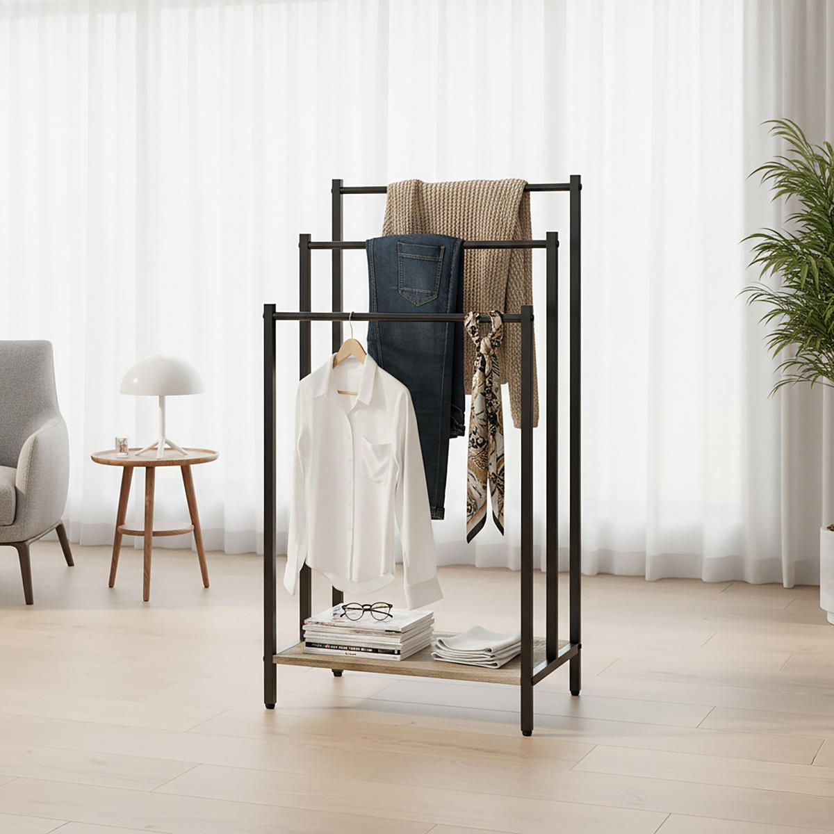 HANDTUCHSTÄNDER - Hellbraun, Holzwerkstoff/Metall (43/81/28cm) - Relaxdays