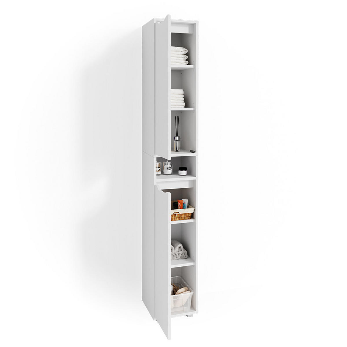 BADSCHRANK Ruben Weiß 30 x 192.5 cm - Weiß, Holzwerkstoff (30/192.5/30cm) - Vicco