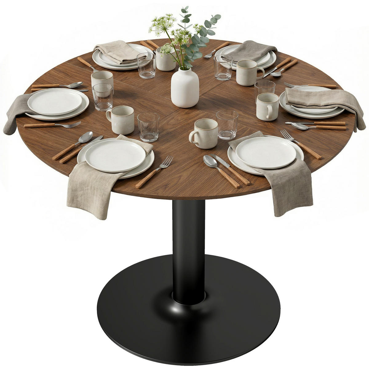 ESSTISCH Runder DE-16541 110 cm, für 4-6 Personen Braun - Braun, Holzwerkstoff (110/110/78cm) - ComfortXL