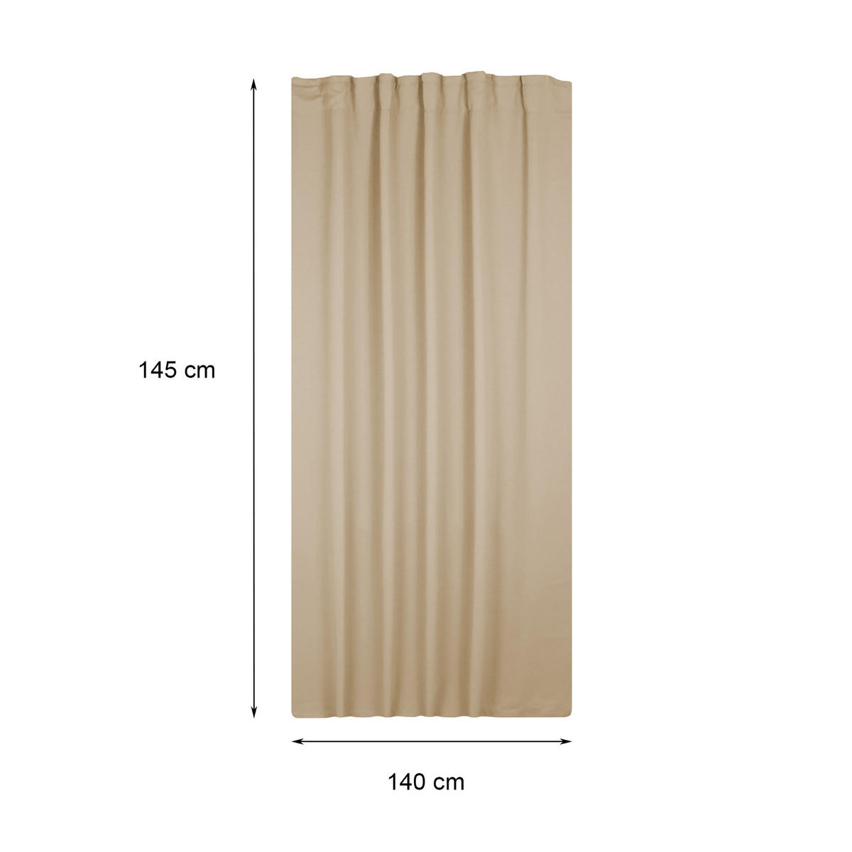 VERDUNKELUNGSVORHANG Kräuselband 140/145 cm Beige Sand - Sandfarben, Textil (140/145cm) - TiborTex