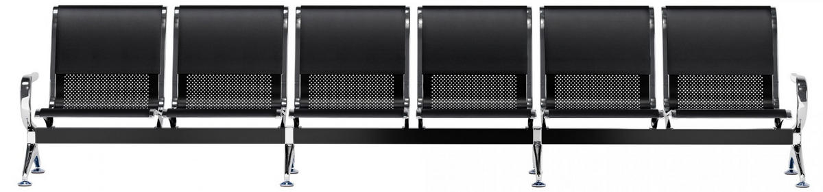 WARTEBANK Metall Schwarz/Schwarz - Chromfarben/Schwarz, Textil/Metall (355/80/63cm) - CLP