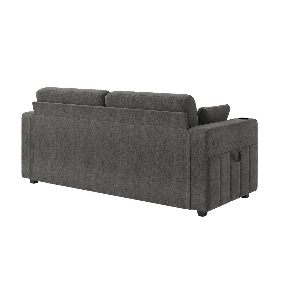 2-SITZER Sofa aus Chenille 172x75x82 cm mit USB-Anschlüssen & Stauraum, grau - Grau, Textil (75/82/172cm)