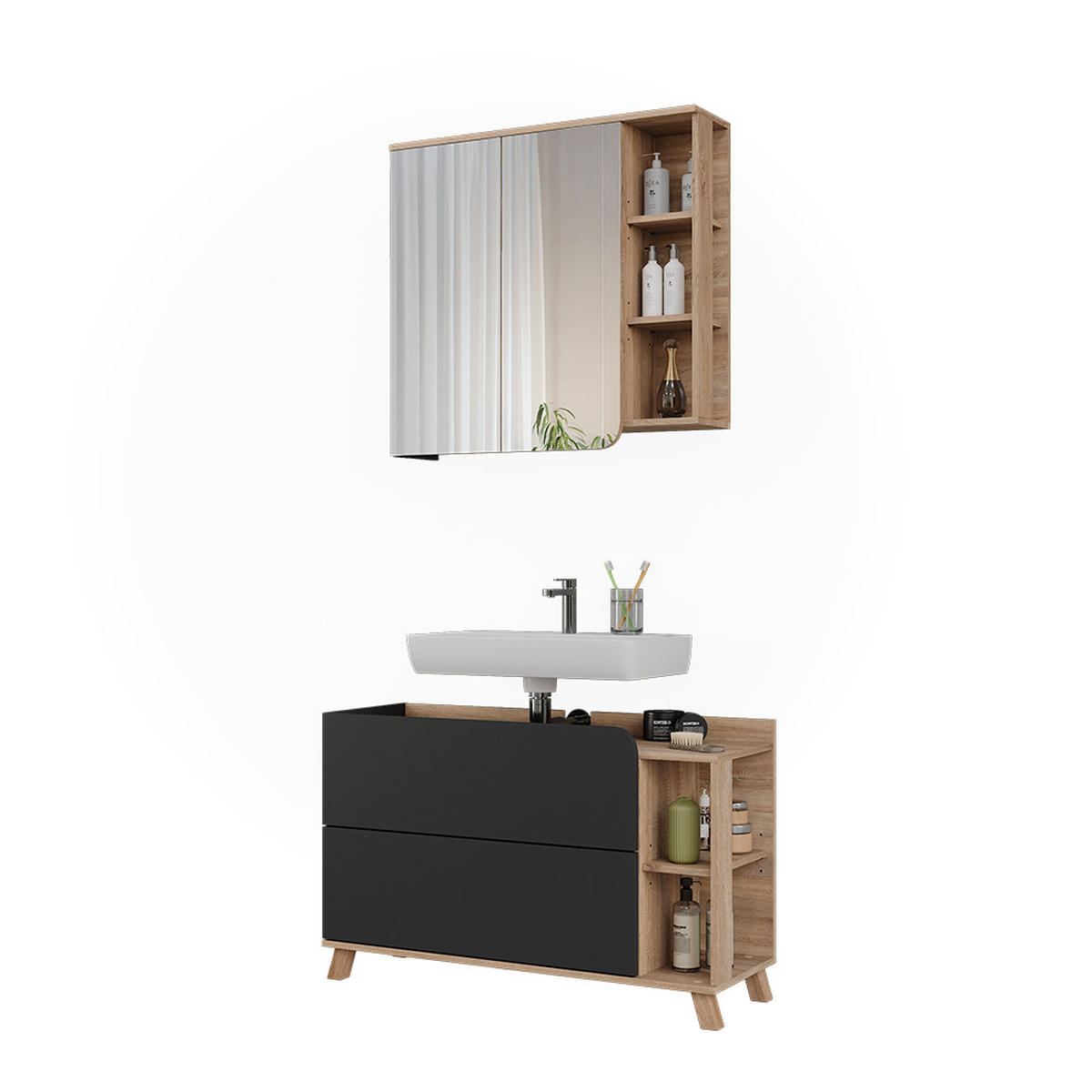 KOUPELNOVÝ NÁBYTEK Karen Sonoma/antracit - Sonoma dub/antracitová, kompozitní dřevo (100/65/35cm) - Vicco