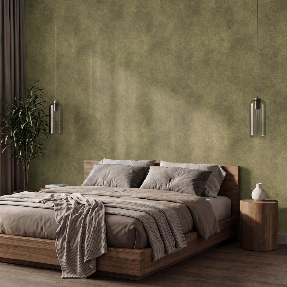 TAPETE - Textur - Abstrakt - Grün - 400x280 cm - Olivgrün, Papier (400/280cm) - OnlyWow