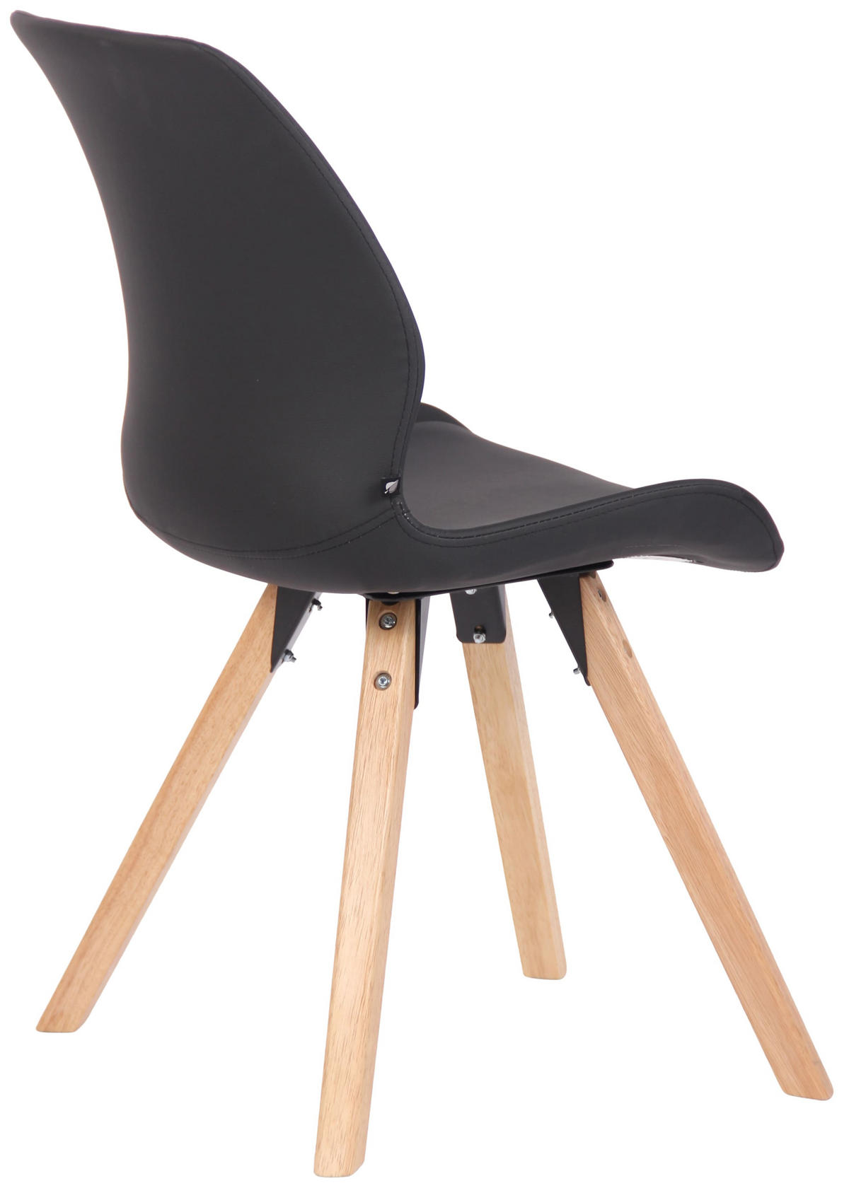 STUHL Lederlook schwarz - Eukalyptusholzfarben/Schwarz, Holz/Textil (49/87.5/58cm) - CLP