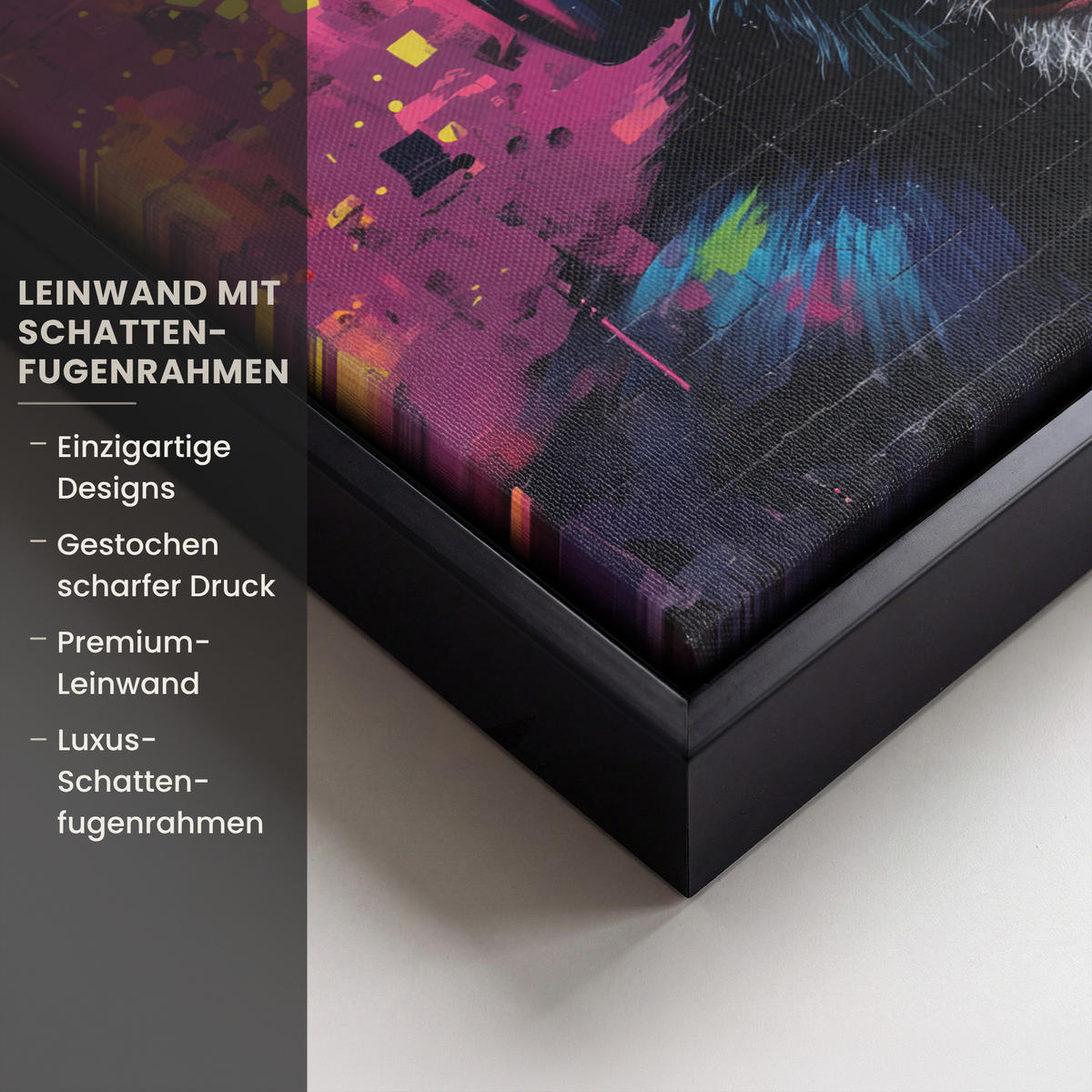 LEINWAND Bilder mit Rahmen - Graffiti - Schimpanse - Straßenkunst - Kopfhörer - Affe - 30x20 - Blau, Textil (30/20cm) - MuchoWow