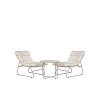 GARTEN-SET mit 2 Sesseln und Couchtisch aus beigem Metall Kiet - Beige, Metall - Klast Home