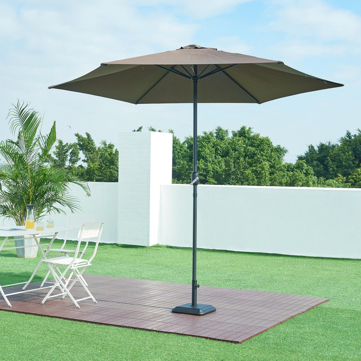SONNENSCHIRMSTÄNDER Biccari - Schwarz, Stein (35/35cm) - casa.pro