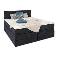 BOXSPRINGBETT Verona Dunkelblau 180/200 cm H2/H3 Samt - Dunkelblau, Textil (180/200cm) - wonello