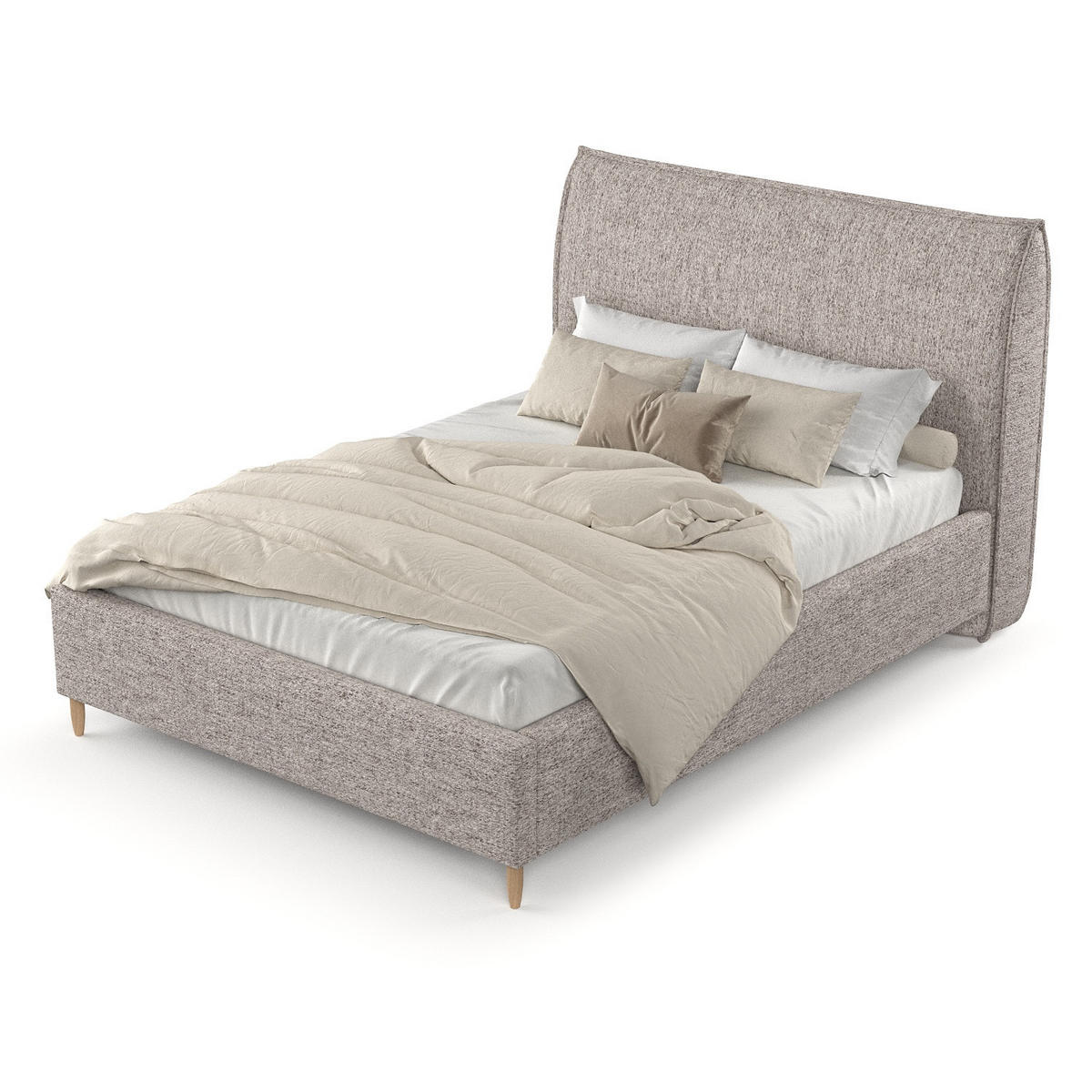 POLSTERBETT Mira 160/200 cm Beige im Neve Stoff - Beige/Naturfarben, Holz/Holzwerkstoff (160/200cm) - AltaBeds