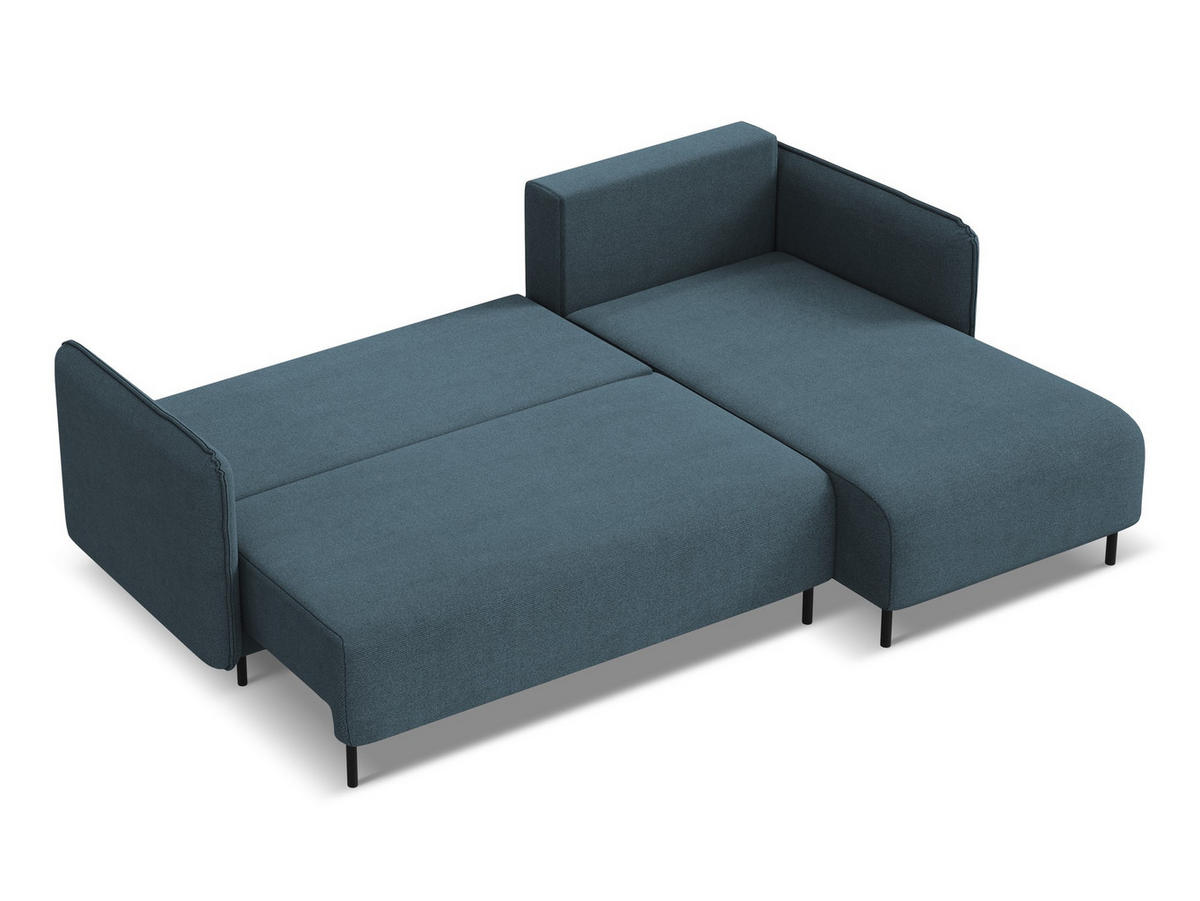 ECKSOFA mit Schlaffunktion Strukturstoff Stoff Blau - Blau/Blaugrau, Holz/Textil (236/162cm) - Makamii