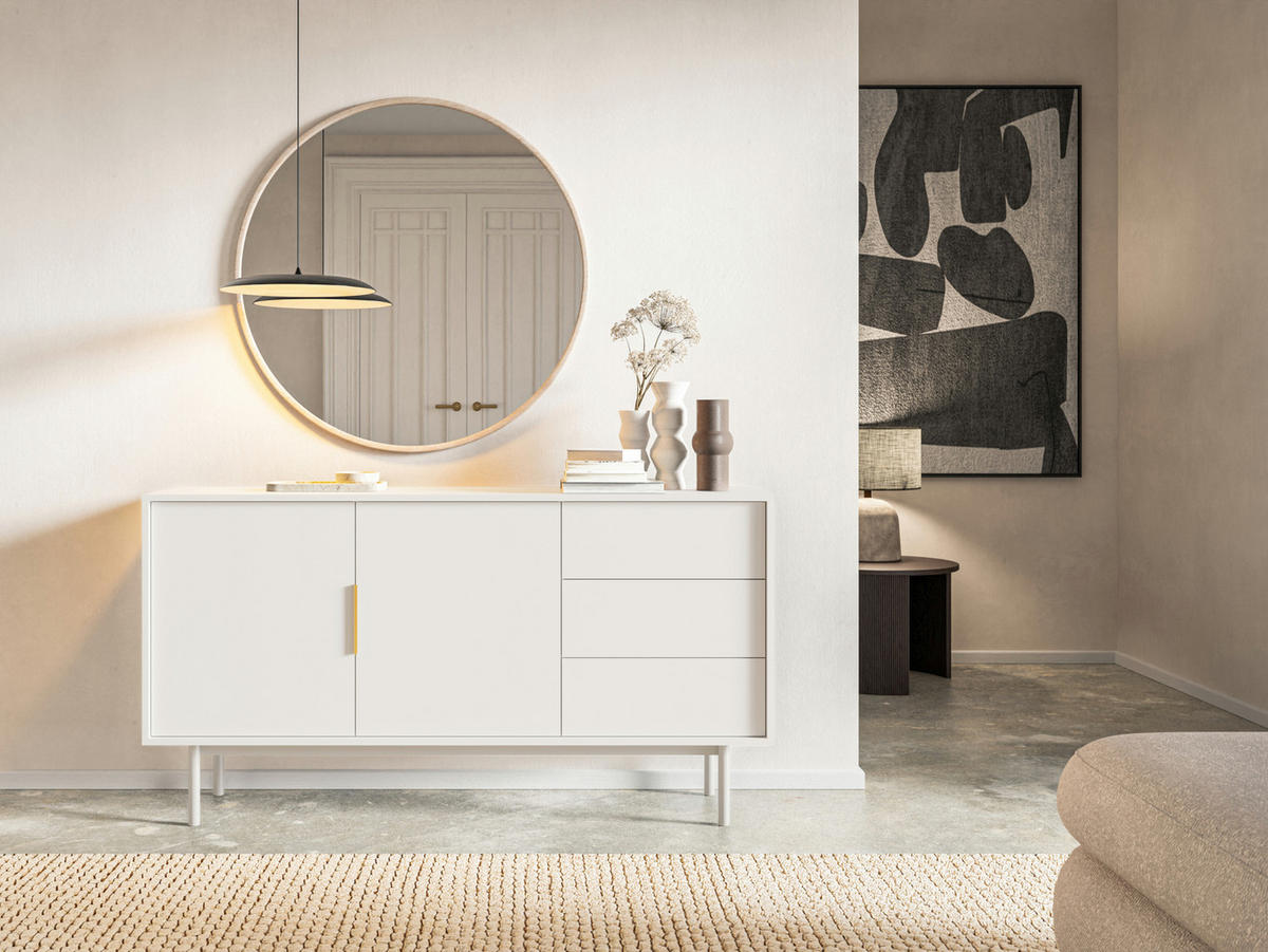 SIDEBOARD Viviaro Weiß 154 cm - Goldfarben/Weiß, Holz/Holzwerkstoff (154/82/39cm) - Selsey