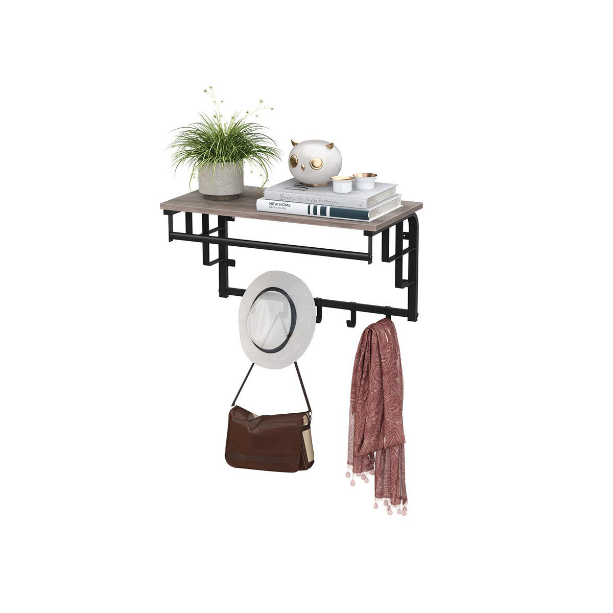 WANDGARDEROBE - Schwarz, Holzwerkstoff (30/27/66cm) - Hansiro